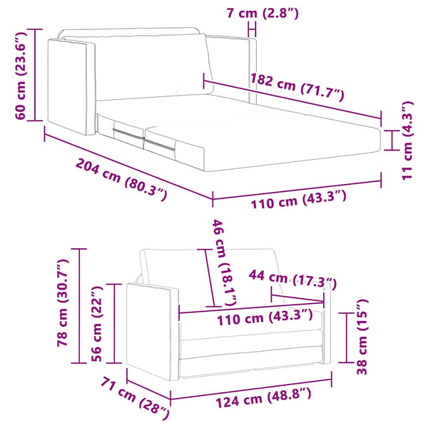 vidaXL Sofa Bed 110cm Black Fabric