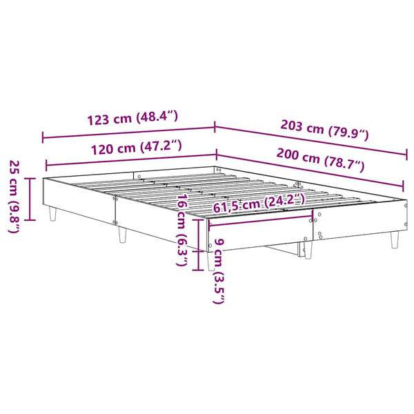 vidaXL Bed Frame without Mattress Sonoma Oak 120x200 cm Engineered Wood