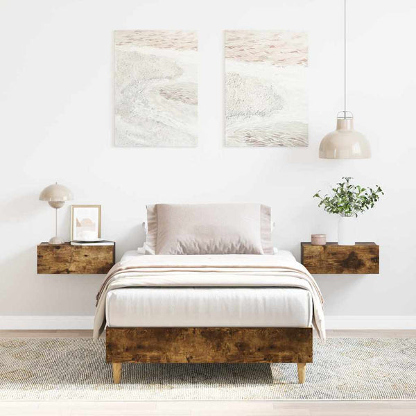 vidaXL Bed Frame without Mattress Smoked Oak 100x200 cm Engineered Wood