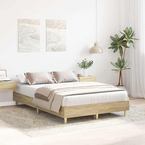 vidaXL Bed Frame without Mattress Sonoma Oak 140x190 cm Engineered Wood