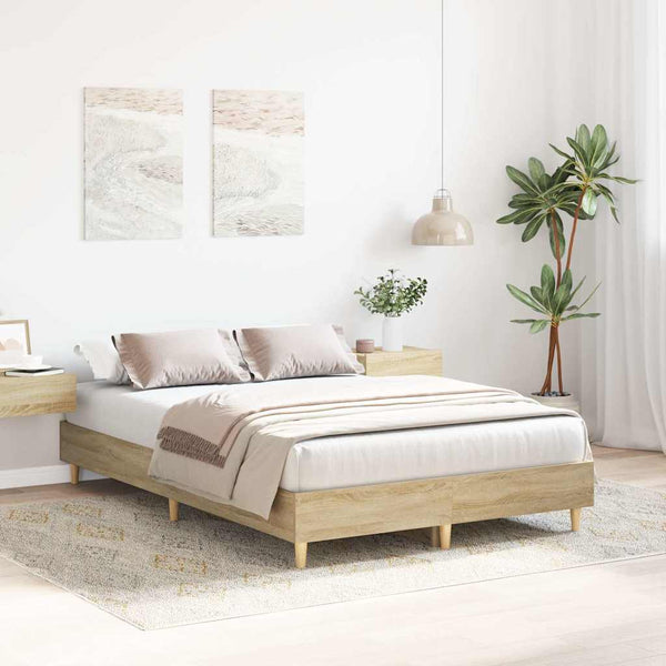 vidaXL Bed Frame without Mattress Sonoma Oak 140x190 cm Engineered Wood
