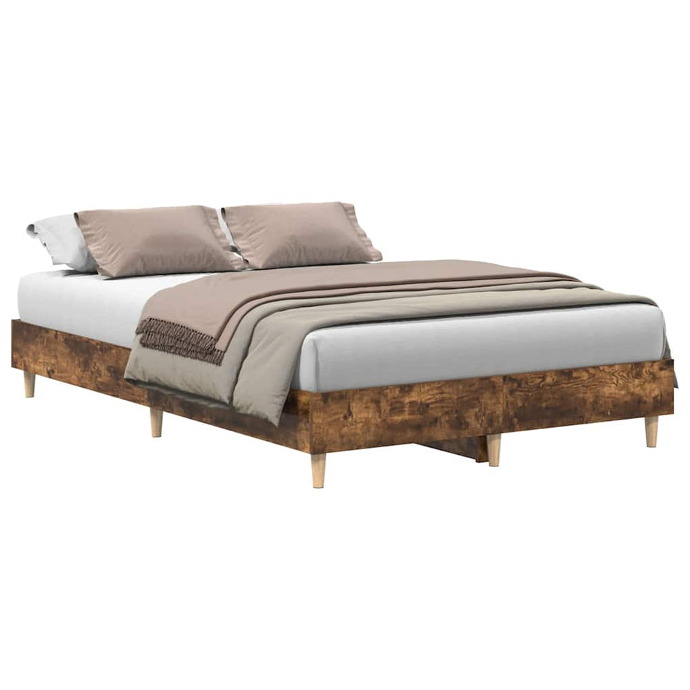 vidaXL Bed Frame Without Mattress Smoked Oak 140x190 cm Engineered Wood