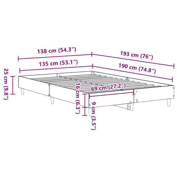 Bettgestell 135x190 cm Altholz-Optik