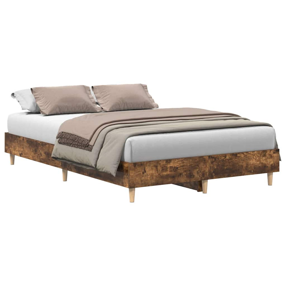 vidaXL Bed Frame Without Mattress Smoked Oak 120x190 cm Engineered Wood