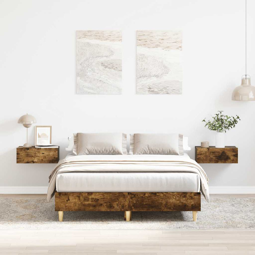 vidaXL Bed Frame Without Mattress Smoked Oak 120x190 cm Engineered Wood