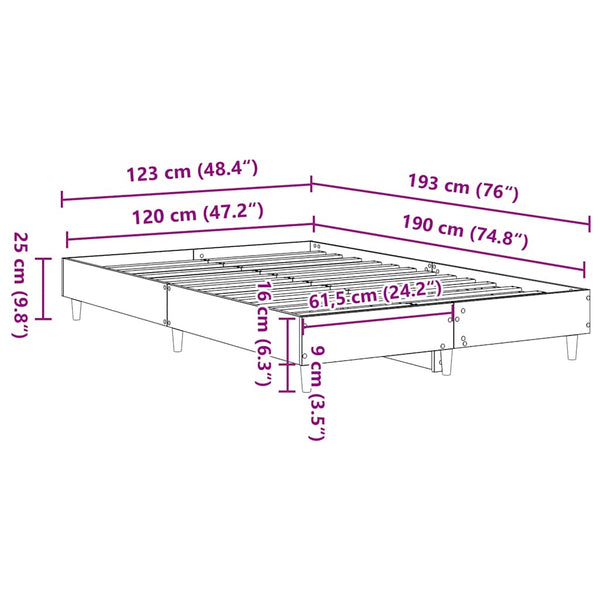 Bettgestell 120x190 cm Altholz-Optik
