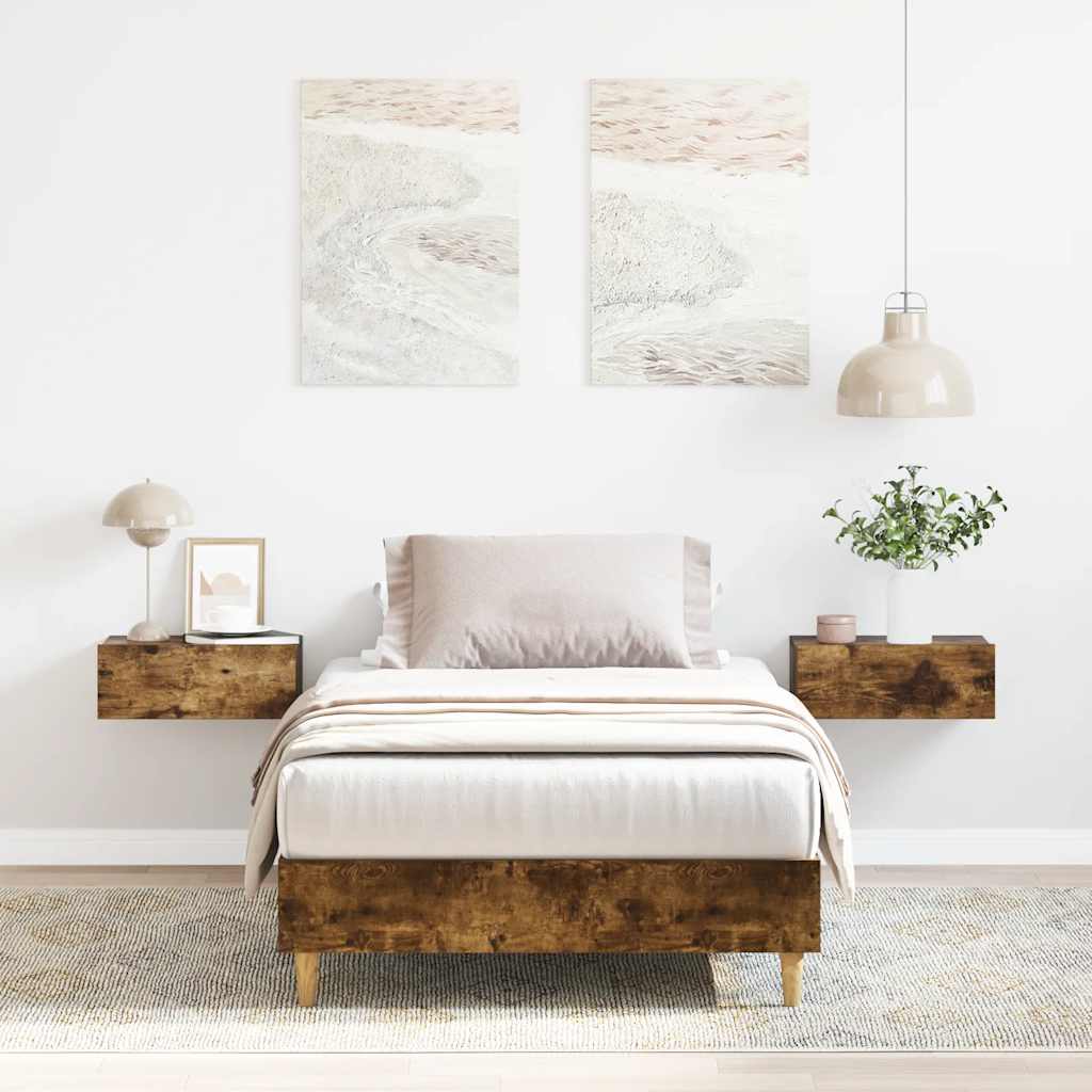 vidaXL Bed Frame without Mattress Smoked Oak 90x190 cm Engineered Wood