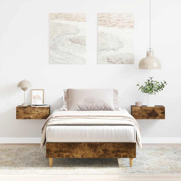vidaXL Bed Frame without Mattress Smoked Oak 90x190 cm Engineered Wood