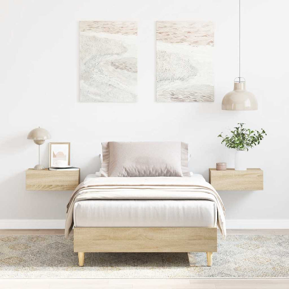 vidaXL Bed Frame without Mattress Sonoma Oak 75x190 cm Engineered Wood