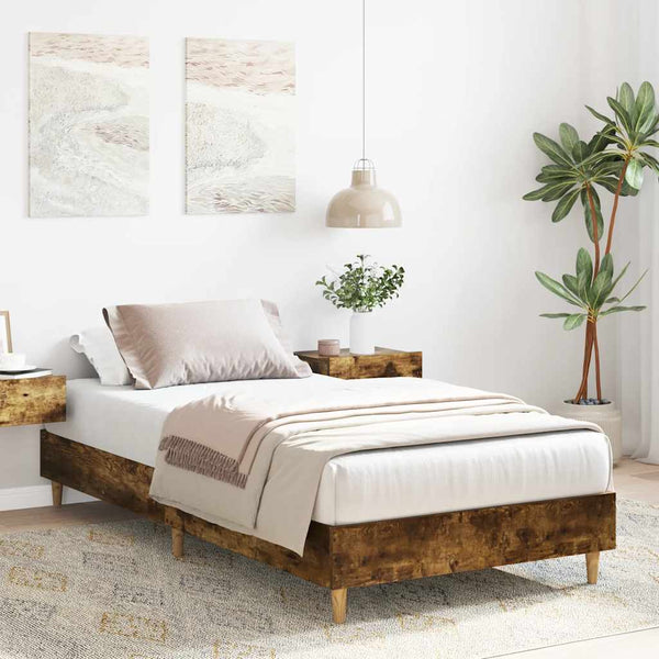 vidaXL Bed Frame without Mattress Smoked Oak 75x190 cm Engineered Wood