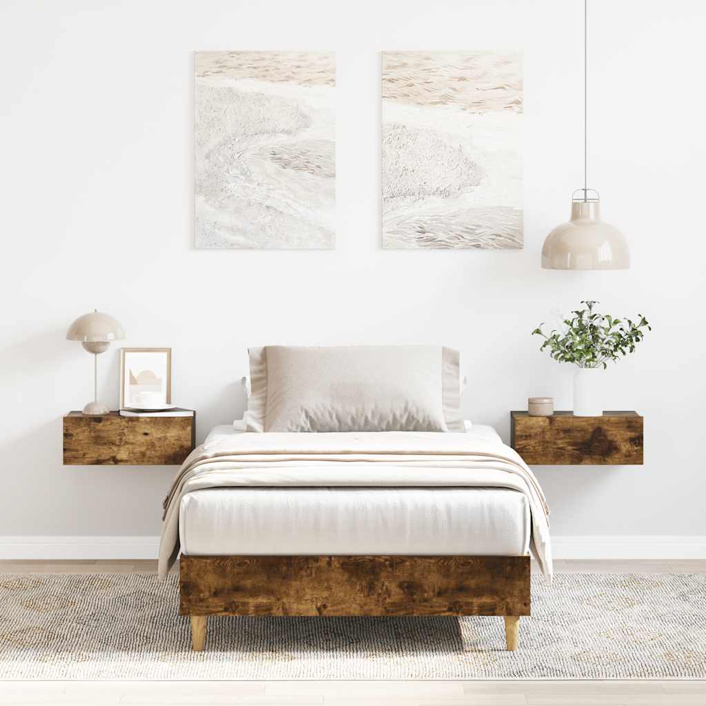 vidaXL Bed Frame without Mattress Smoked Oak 75x190 cm Engineered Wood