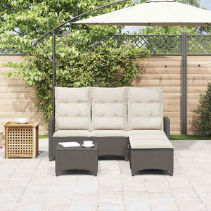 vidaXL 3-Piece Garden Sofa Set with Cushions L-Shaped Black Poly Rattan