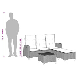 vidaXL 3-Piece Garden Sofa Set with Cushions L-Shaped Black Poly Rattan