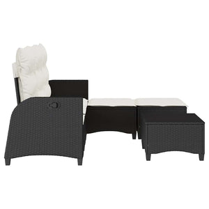 vidaXL 3-Piece Garden Sofa Set with Cushions L-Shaped Black Poly Rattan