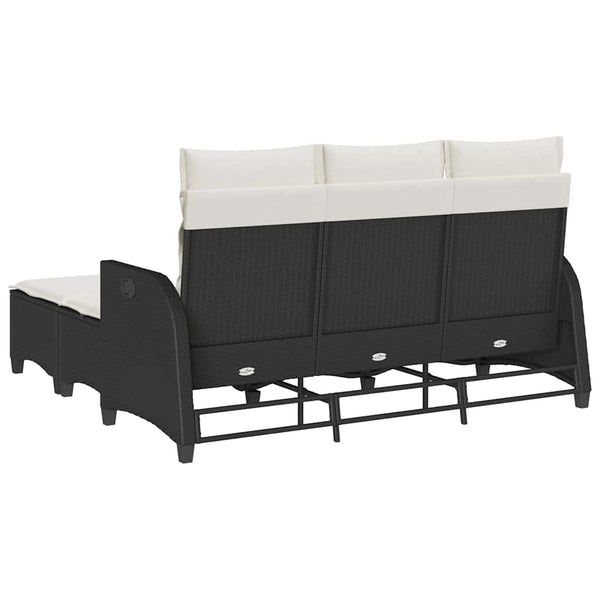 vidaXL 3-Piece Garden Sofa Set with Cushions L-Shaped Black Poly Rattan