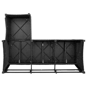 vidaXL 3-Piece Garden Sofa Set with Cushions L-Shaped Black Poly Rattan