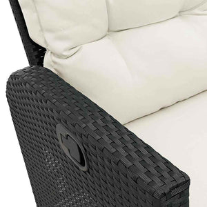 vidaXL 3-Piece Garden Sofa Set with Cushions L-Shaped Black Poly Rattan