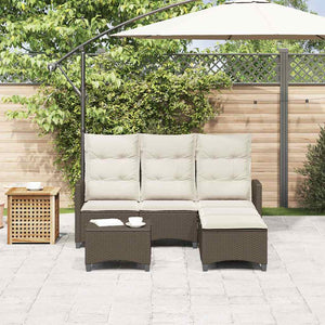 vidaXL 3-Piece L-Shaped Poly Rattan Garden Sofa Set with Cushions Brown
