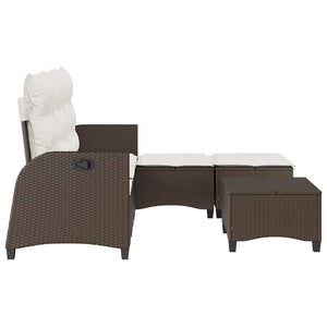 vidaXL 3-Piece L-Shaped Poly Rattan Garden Sofa Set with Cushions Brown