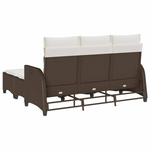 vidaXL 3-Piece L-Shaped Poly Rattan Garden Sofa Set with Cushions Brown