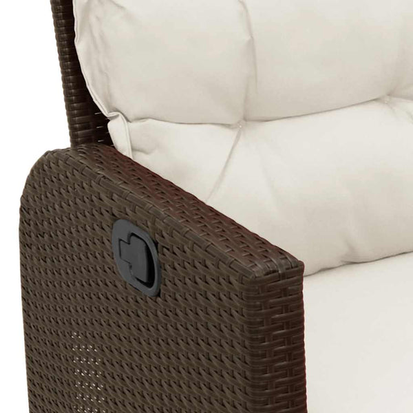 vidaXL 3-Piece L-Shaped Poly Rattan Garden Sofa Set with Cushions Brown