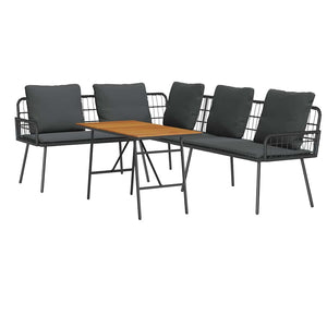 vidaXL Garden Sofa Set 2 pcs Black Poly Rattan