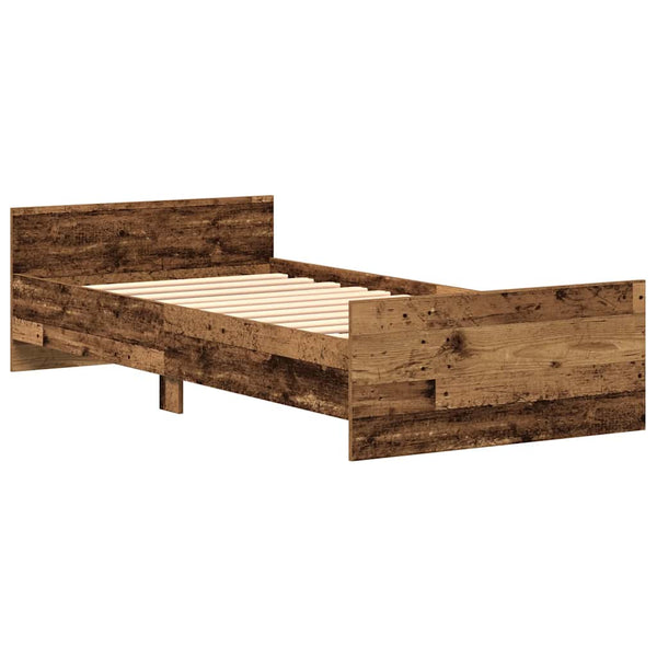 vidaXL Bed Frame without Mattress Reclaimed Wood Look 75x190 cm Engineered Wood