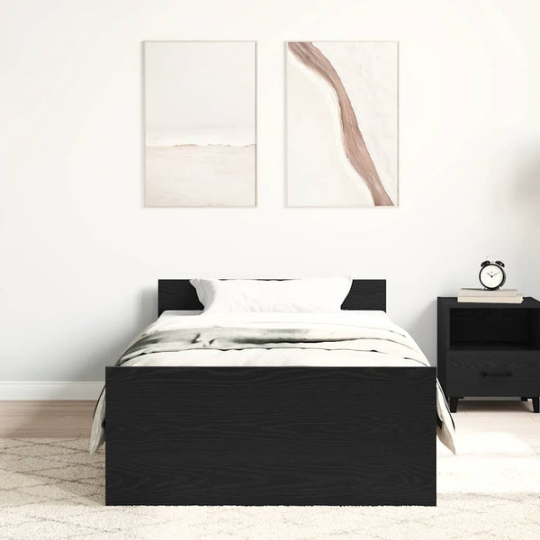 vidaXL Bed Frame without Mattress Black Oak Look 75x190 cm