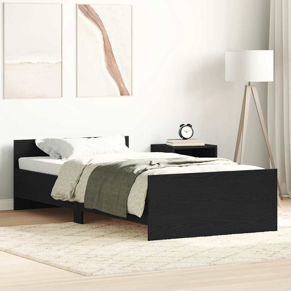 vidaXL Bed Frame without Mattress Black Oak Look 90x200 cm