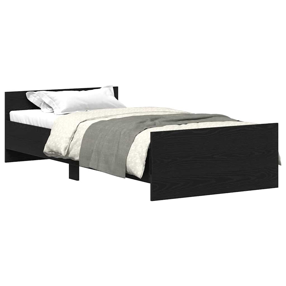 vidaXL Bed Frame without Mattress Black Oak Look 100x200 cm