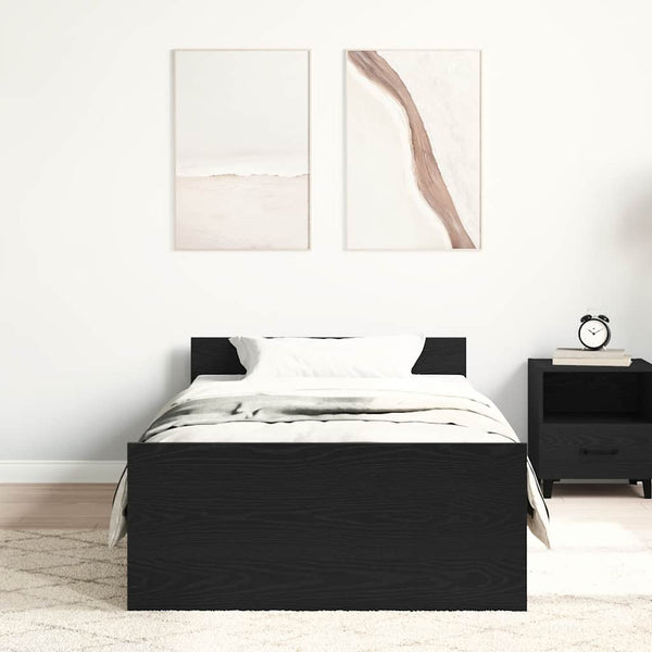 vidaXL Bed Frame without Mattress Black Oak Look 100x200 cm