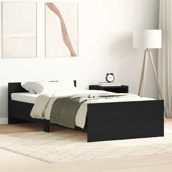 vidaXL Bed Frame without Mattress Black Oak Look 100x200 cm