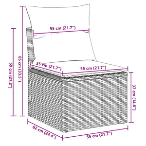 vidaXL 5-piece Garden Sofa Set with Cushions Brown Poly Rattan Acacia