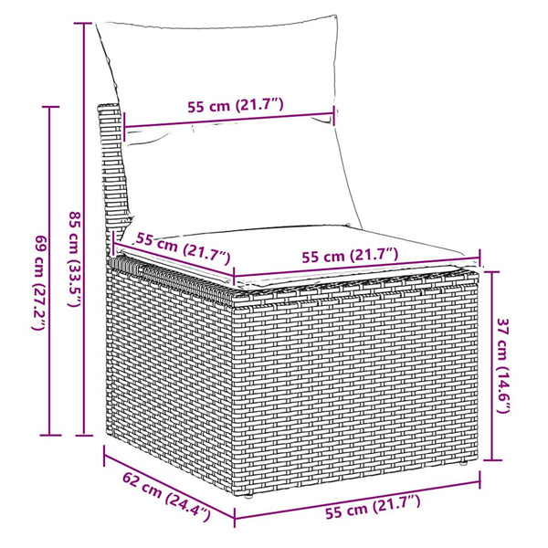 vidaXL 5-piece Garden Sofa Set with Cushions Brown Poly Rattan Acacia