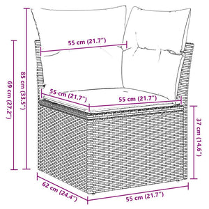 vidaXL 5-piece Garden Sofa Set with Cushions Brown Poly Rattan Acacia
