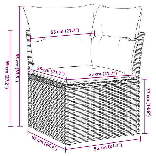 vidaXL 5-piece Garden Sofa Set with Cushions Brown Poly Rattan Acacia