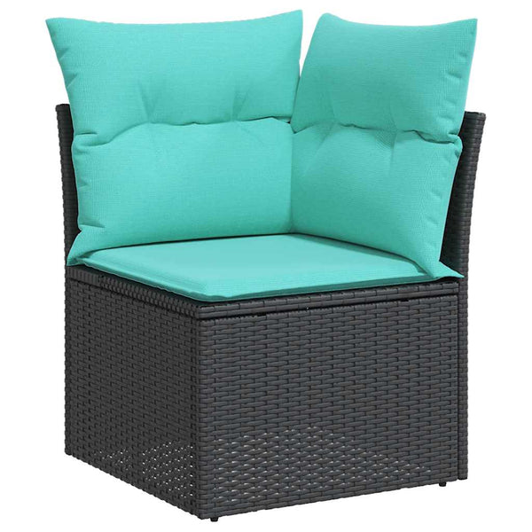 vidaXL 11-piece Garden Sofa Set with Cushions Black Poly Rattan Acacia