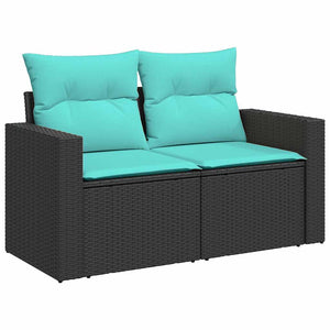 vidaXL 11-piece Garden Sofa Set with Cushions Black Poly Rattan Acacia