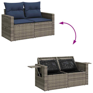 vidaXL 5-piece Garden Sofa Set with Cushions Grey Poly Rattan
