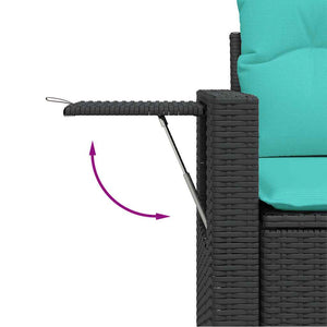 vidaXL 9-piece Garden Sofa Set with Cushions Black Poly Rattan Acacia