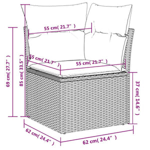 vidaXL 6-Piece Garden Sofa Set with Cushions Black Poly Rattan Acacia