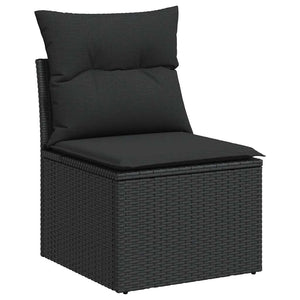 vidaXL 10-piece Garden Sofa Set with Cushions Black Poly Rattan