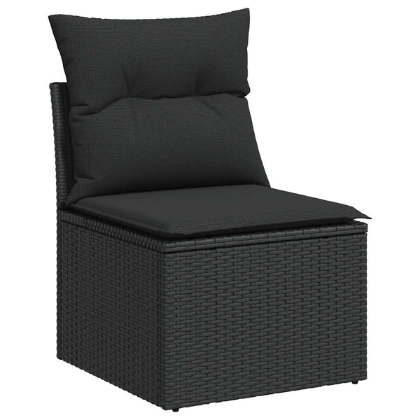 vidaXL 10-piece Garden Sofa Set with Cushions Black Poly Rattan