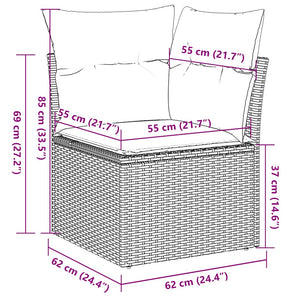 vidaXL 10-piece Garden Sofa Set with Cushions Black Poly Rattan