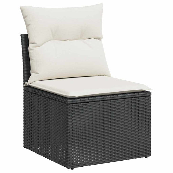vidaXL 10-piece Garden Sofa Set with Cushions Black Poly Rattan