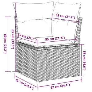 vidaXL 10-piece Garden Sofa Set with Cushions Black Poly Rattan