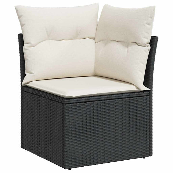 vidaXL 10-piece Garden Sofa Set with Cushions Black Poly Rattan