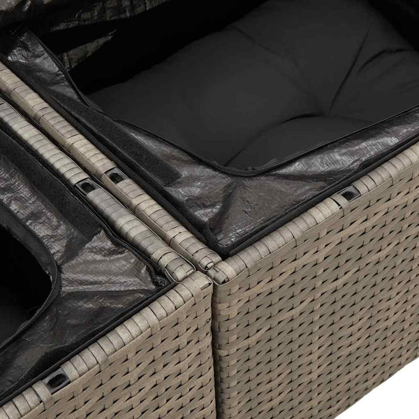 vidaXL 10-piece Garden Sofa Set with Cushions Grey Poly Rattan Acacia