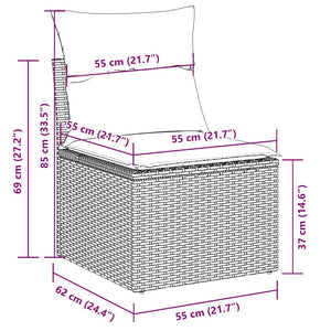 vidaXL 10-piece Garden Sofa Set with Cushions Grey Poly Rattan Acacia