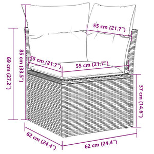 vidaXL 10-piece Garden Sofa Set with Cushions Grey Poly Rattan Acacia